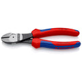 Alicate KNIPEX 74 02 180 reforzado para corte de alambre duro con diseño ergonómico y acabado negro atramentado.