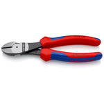 Alicate KNIPEX 74 02 180 reforzado para corte de alambre duro con diseño ergonómico y acabado negro atramentado.