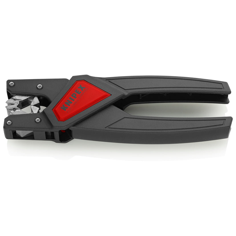 Pelacables autoajustable KNIPEX 12 64 180 para cables planos de PVC con cuerpo negro y detalle rojo
