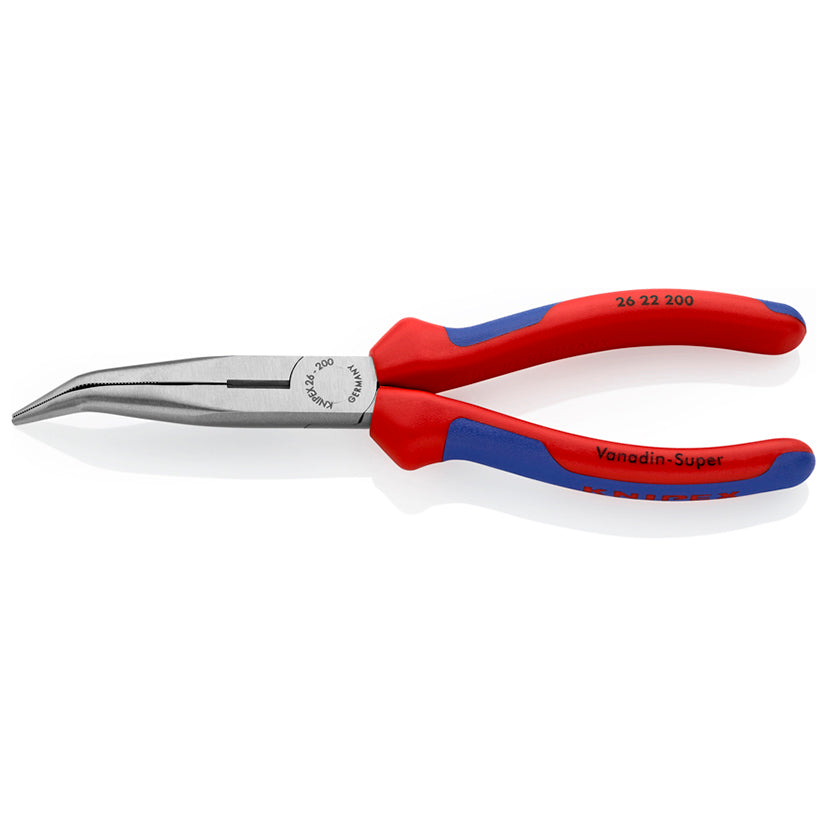 Alicate de boca cigüeña curva KNIPEX 26 22 200 con mangos ergonómicos y puntas a 40 grados