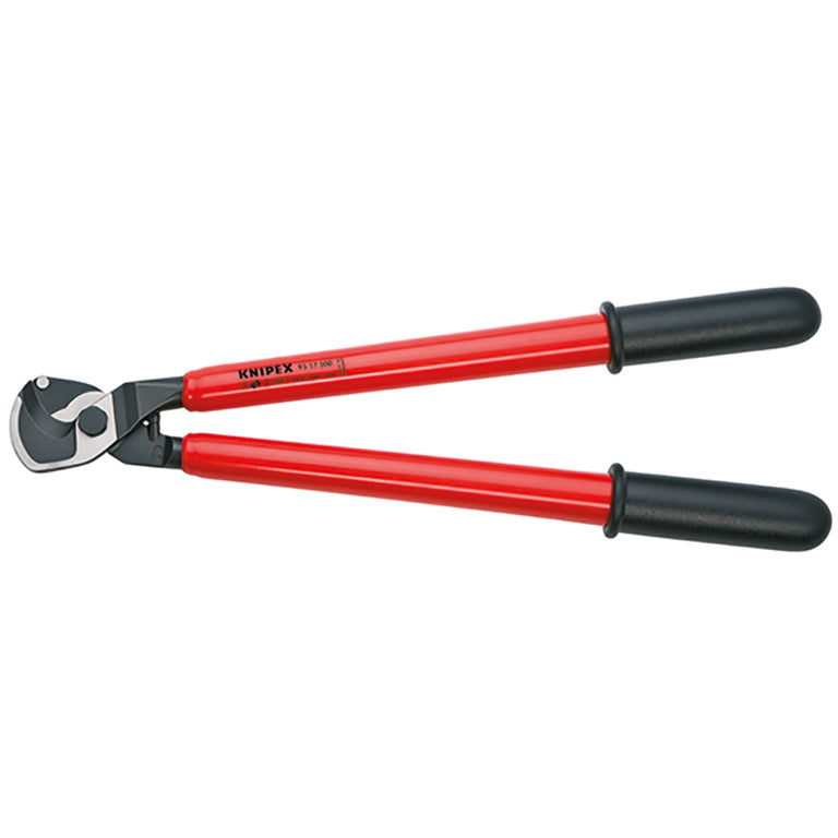 Tijera cortacables profesional KNIPEX 95 17 500 de 500mm con mangos aislados VDE 1000V rojos y negros.