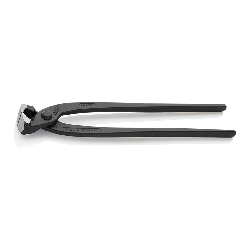 Vista lateral de la tenaza de armador KNIPEX fabricada en Alemania.