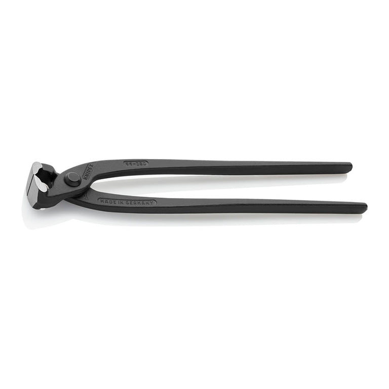 Vista lateral de la tenaza de armador KNIPEX fabricada en Alemania.