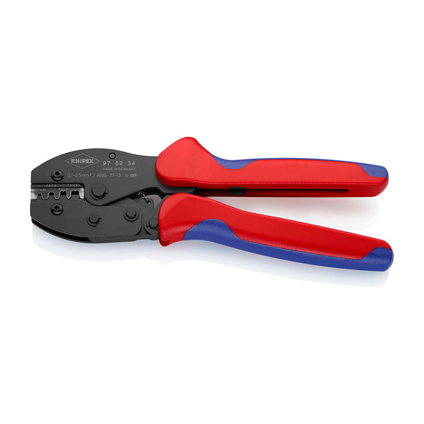 Tenaza de crimpado KNIPEX PreciForce 97 52 34 para conectores 0.1 a 2.5 mm² con 4 posiciones de precisión.