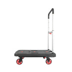 Perfil lateral de la carretilla rodante RATIO con base de transporte antideslizante de 135kg de capacidad.