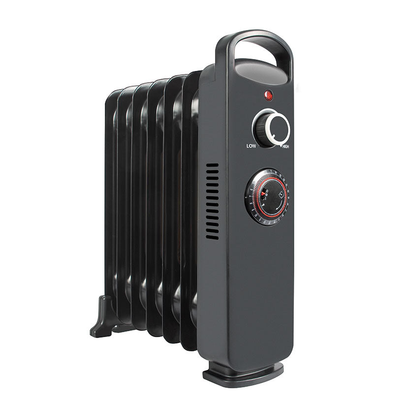 Calefactor de aceite portátil HABITEX negro con asa de transporte y base estable