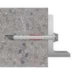 Corte técnico de taco Fischer DuoXpand expandido en hormigón macizo para anclaje estructural.