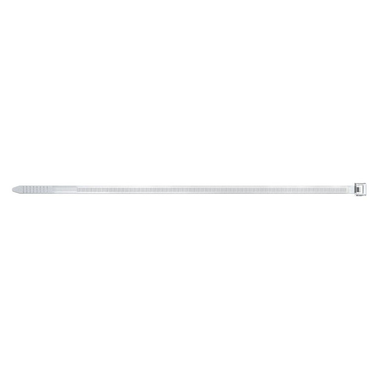 Brida de nylon Fischer BN transparente con cierre de seguridad dentado para cables y tuberías.
