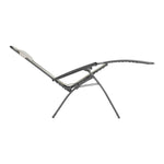 Perfil de sillón Lafuma RClip reclinado mostrando el sistema de articulación ergonómico.