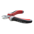Alicate de corte diagonal mini RATIO de 115mm con mango ergonómico trimaterial y muelle de apertura rápida.