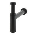 Sifón de botella Wirquin Teos acabado negro mate para lavabo con altura regulable.
