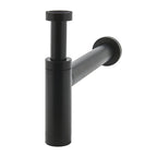 Sifón de botella Wirquin Teos acabado negro mate para lavabo con altura regulable.