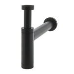 Sifón de botella Wirquin Teos acabado negro mate para lavabo con altura regulable.