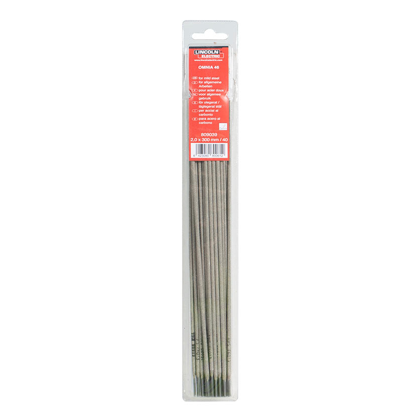 Paquete de electrodos Lincoln Omnia 46 universal para soldadura en todas las posiciones.