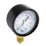 Manómetro de esfera seca MT DN50 con toma inferior de latón y escala dual BAR/PSI.