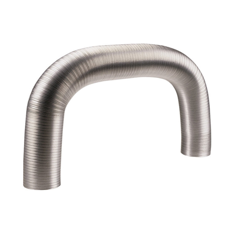 Tubo de aluminio flexible y extensible PRÁCTIC para evacuación de humos y ventilación en color plata.