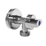 Grifo para lavadora a 90 grados serie América STH con indicador azul y eje anticalcáreo.