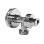 Grifo para lavadora a 90 grados serie América STH con indicador azul y eje anticalcáreo.