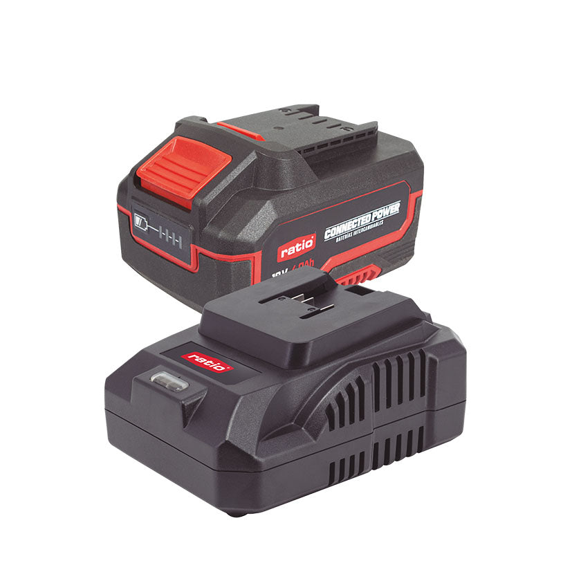 Kit de batería 18V 4.0Ah y cargador rápido RATIO ProSeries para herramientas eléctricas