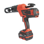 Vista lateral de pistola de silicona RATIO con batería de 18V y regulador de 6 velocidades.