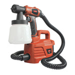 Pistola de pintar RATIO R-P800S naranja con compresor, manguera negra y depósito de pintura de 900 ml.