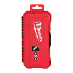 Estuche cerrado rojo Milwaukee con logotipo y marcaje MX4 para juego de brocas de alto rendimiento.