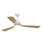 Ventilador de techo Habitex 53NW blanco con 3 aspas de madera y luz LED central