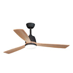 Ventilador de techo Habitex 53BK negro con aspas de madera natural y plafón LED