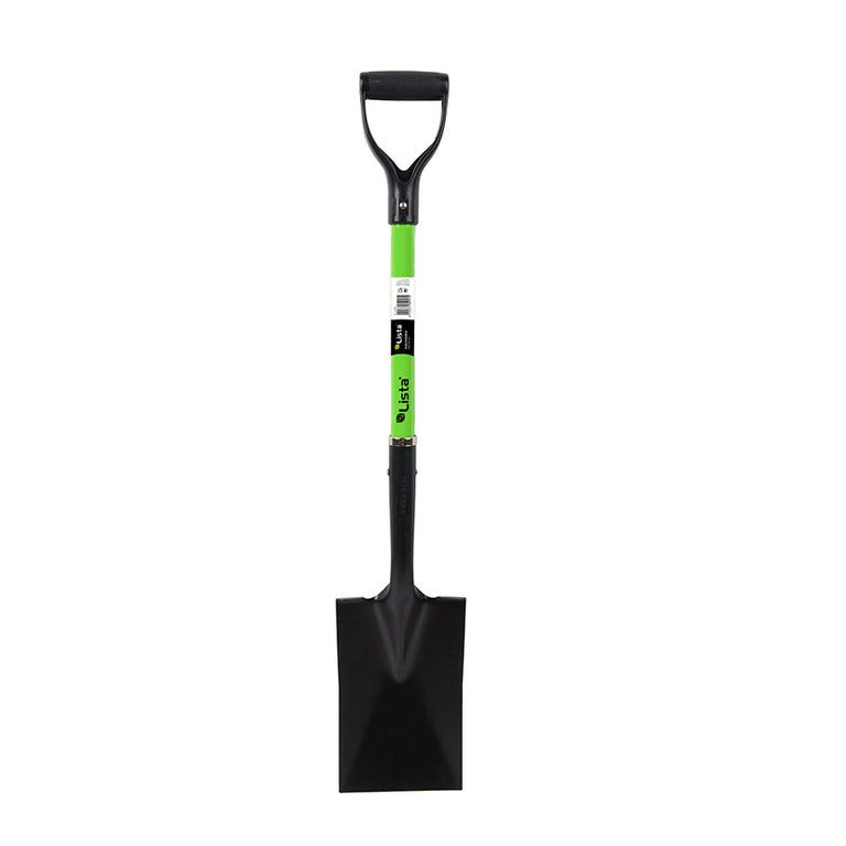Palote de jardín LISTA con mango anilla verde de fibra de vidrio y hoja de acero negra con recubrimiento epoxi
