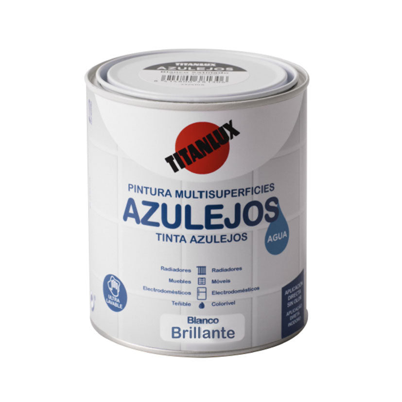 Bote de esmalte para azulejos al agua TITANLUX color blanco brillante de 750ml
