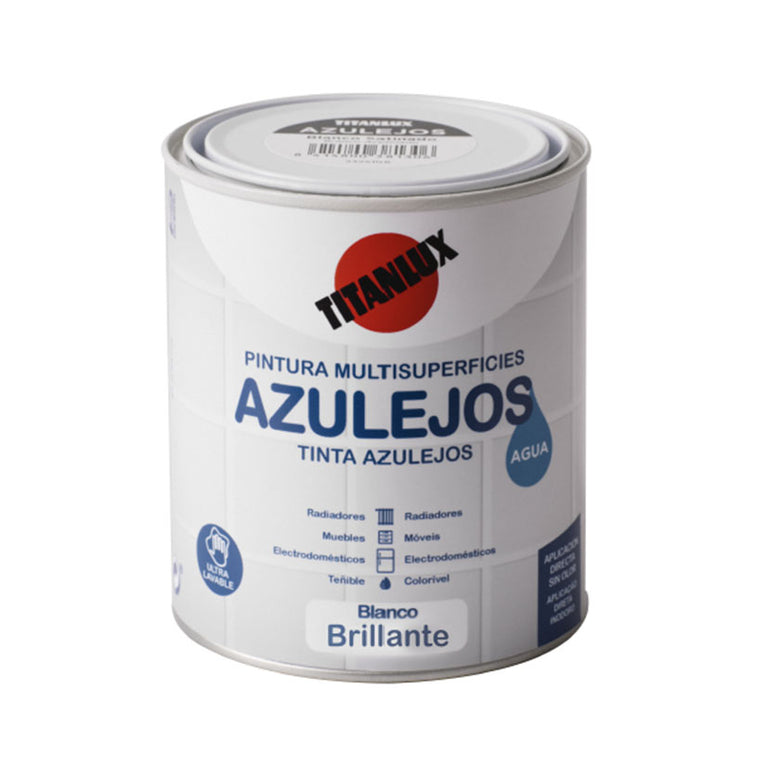 Bote de esmalte para azulejos al agua TITANLUX color blanco brillante de 750ml