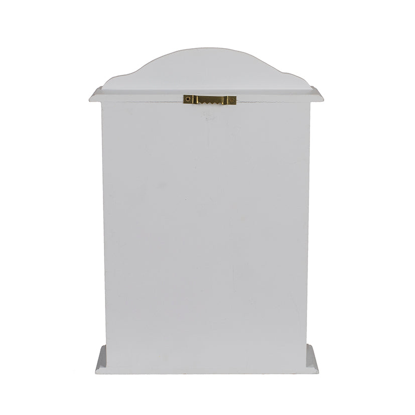 Parte trasera de caja guardallaves con soporte metálico de diente de sierra para colgar