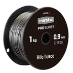 Bobina de hilo hueco RATIO Pro Series de 1 kg para soldadura sin gas diámetro 0,9 mm.