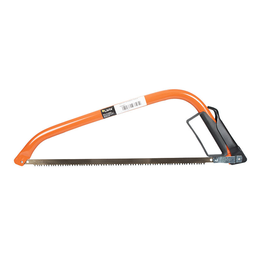 Sierra de arco LISTA con mango ergonómico negro y protector de mano para poda.