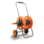 Carro portamanguera LISTA con mango ergonómico extendido y manivela lateral naranja