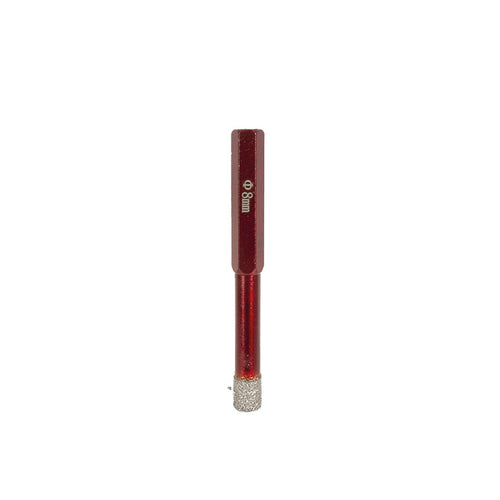 Sierra de corona diamante RATIO 8mm para taladro, cuerpo rojo con punta de diamante.