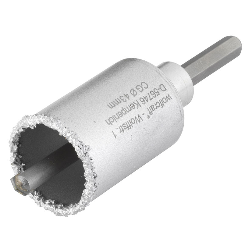 Broca de corona Wolfcraft 43mm recubierta de carburo de tungsteno para mampostería