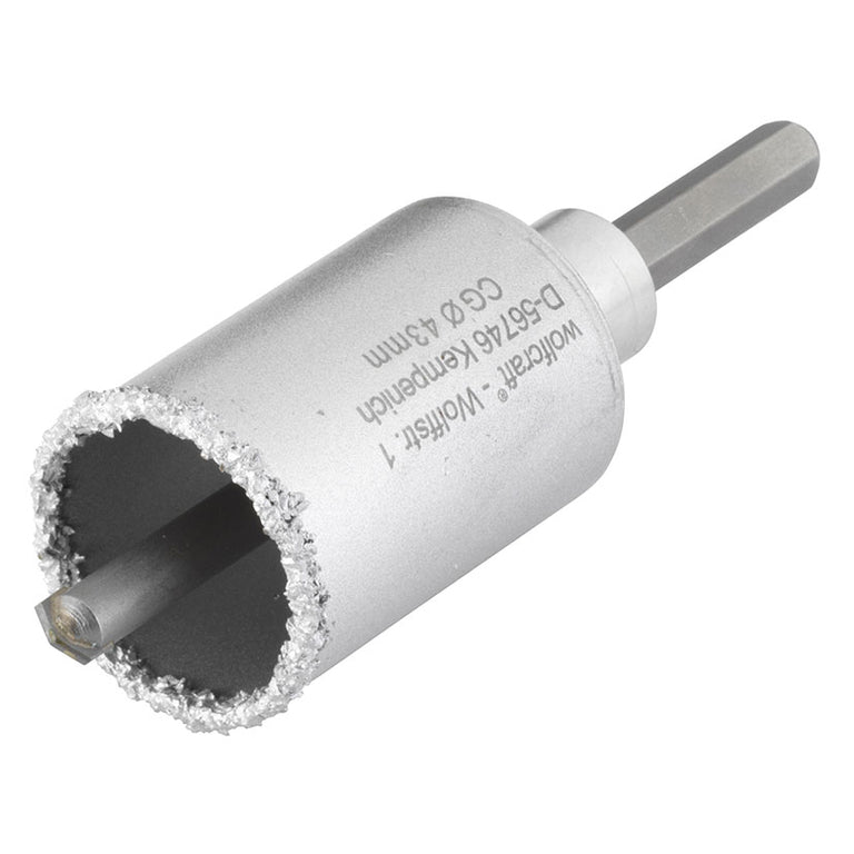 Broca de corona Wolfcraft 43mm recubierta de carburo de tungsteno para mampostería