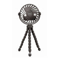 Mini ventilador Habitex VMM 127 negro con trípode flexible y luz LED frontal.