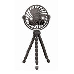 Mini ventilador Habitex VMM 127 negro con trípode flexible y luz LED frontal.