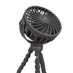 Detalle del cabezal inclinable del ventilador USB Habitex VMM 127 en color gris oscuro.