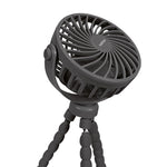 Detalle del cabezal inclinable del ventilador USB Habitex VMM 127 en color gris oscuro.