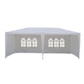 Carpa de jardín blanca de 6x3 metros con ventanas laterales y estructura metálica.