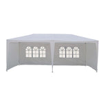 Carpa de jardín blanca de 6x3 metros con ventanas laterales y estructura metálica.