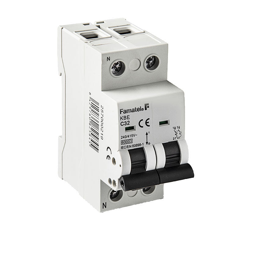 Interruptor magnetotérmico Famatel 1P+N de perfil para carril DIN