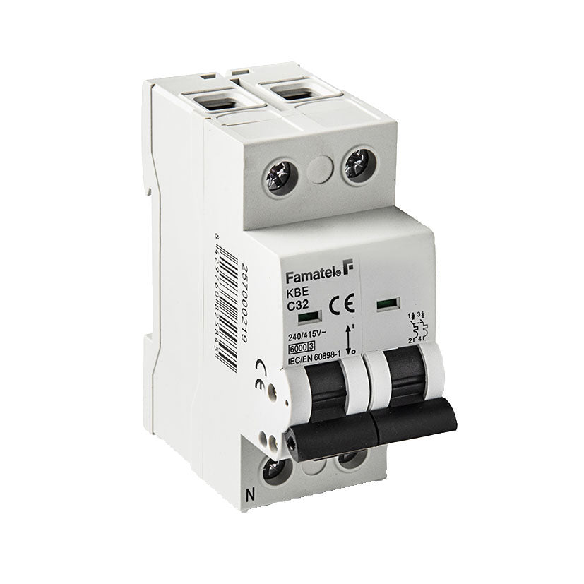 Disyuntor magnetotérmico Famatel 2P con indicadores de estado