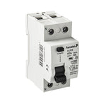 Interruptor diferencial Famatel 2 polos 40A 30mA con botón de test y palanca de mando frontal.