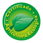 Sello oficial de Certificado de Agricultura Ecológica para productos de jardinería sostenibles.