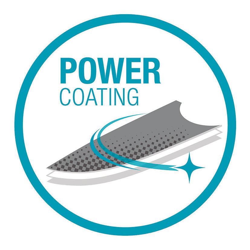 Icono de tecnología Power Coating de GARDENA para protección anticorrosión y deslizamiento suave.