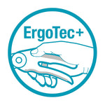 Icono ErgoTec+ de GARDENA mostrando el agarre ergonómico ajustable para diferentes tamaños de mano.